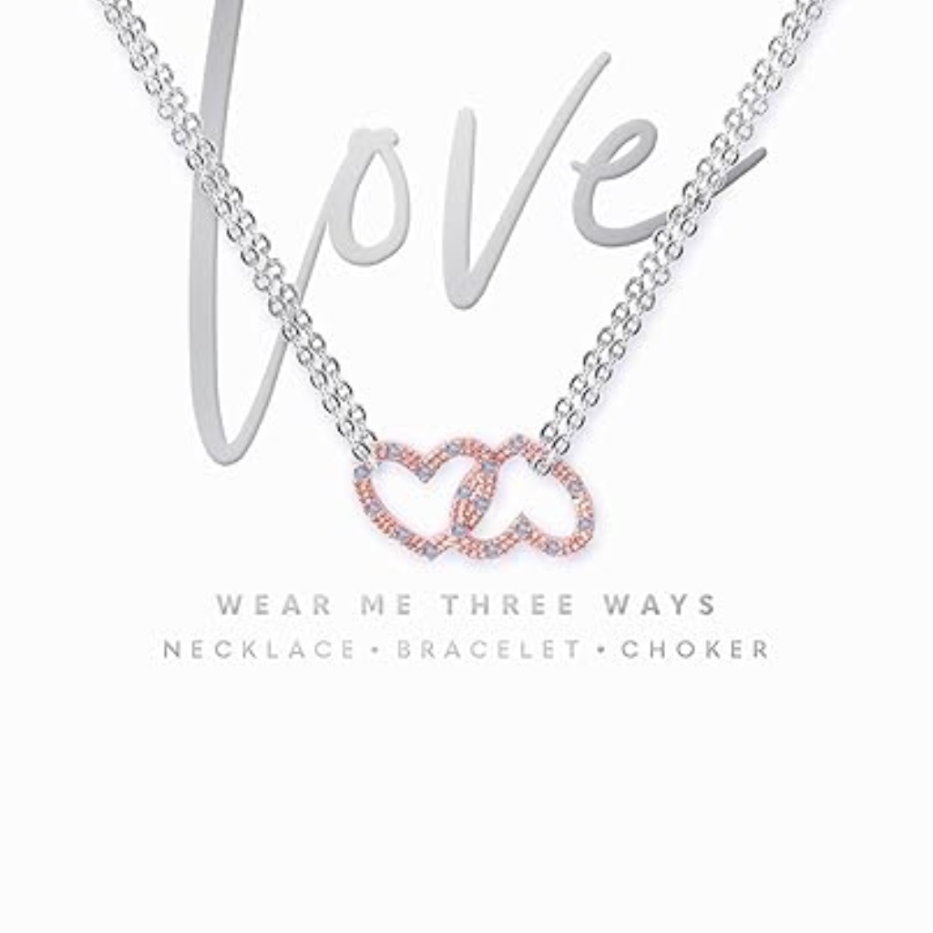 Katie Loxton Love Womens Silver Plated All-In-One Necklace Choker Bracelet Trio